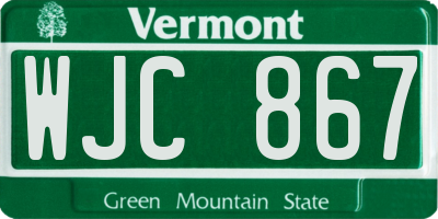 VT license plate WJC867