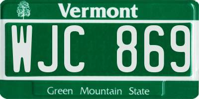 VT license plate WJC869