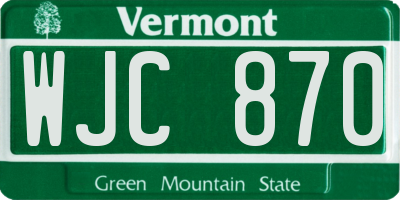 VT license plate WJC870