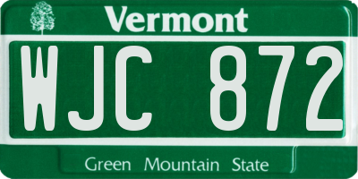 VT license plate WJC872