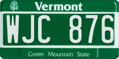 VT license plate WJC876