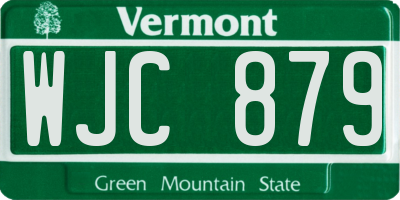 VT license plate WJC879
