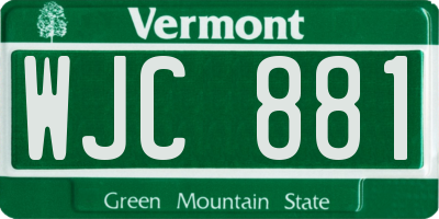 VT license plate WJC881