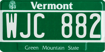 VT license plate WJC882