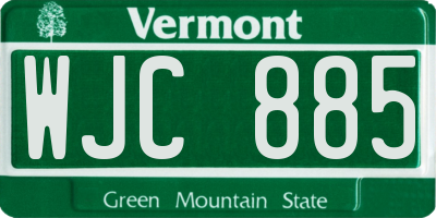 VT license plate WJC885