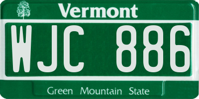 VT license plate WJC886