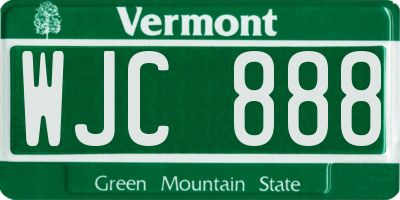 VT license plate WJC888