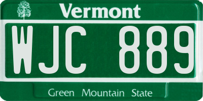 VT license plate WJC889