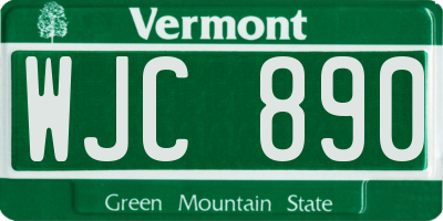 VT license plate WJC890
