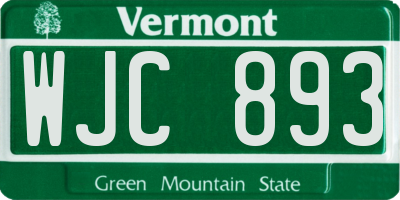 VT license plate WJC893