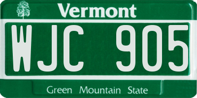VT license plate WJC905
