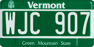 VT license plate WJC907