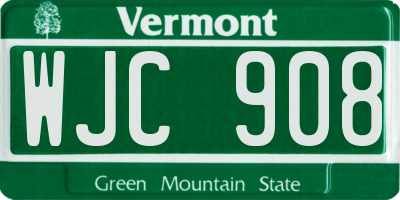VT license plate WJC908