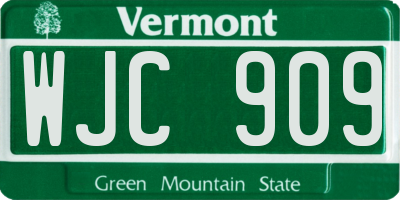 VT license plate WJC909
