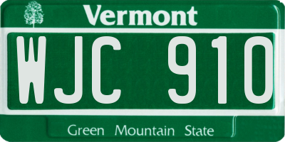 VT license plate WJC910
