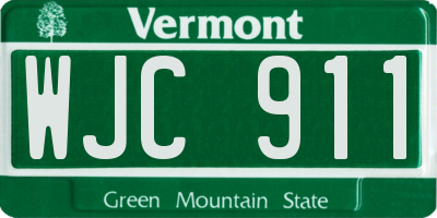 VT license plate WJC911