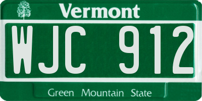 VT license plate WJC912