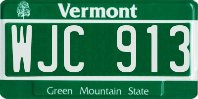 VT license plate WJC913