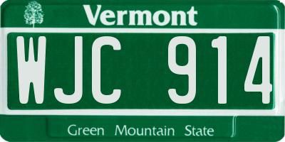 VT license plate WJC914