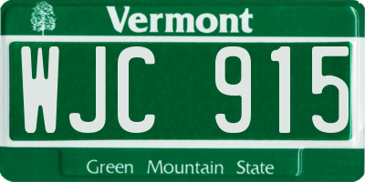 VT license plate WJC915