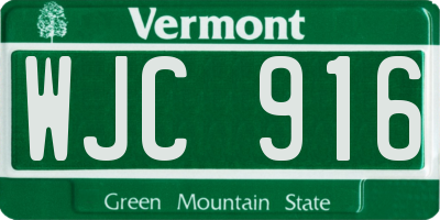 VT license plate WJC916