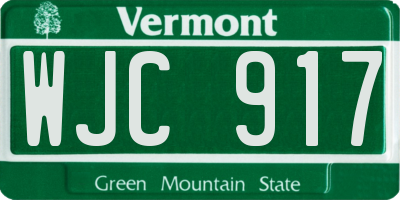 VT license plate WJC917