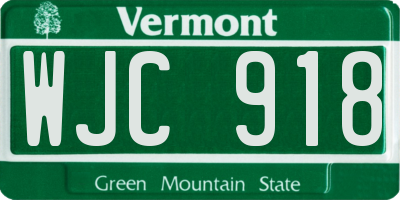 VT license plate WJC918