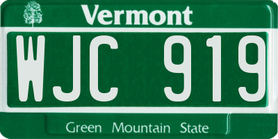 VT license plate WJC919