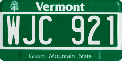 VT license plate WJC921