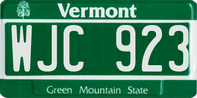 VT license plate WJC923