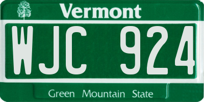 VT license plate WJC924