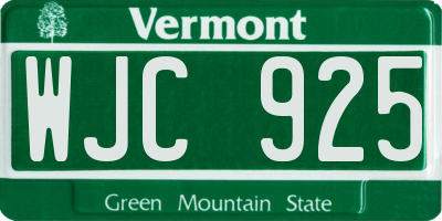VT license plate WJC925