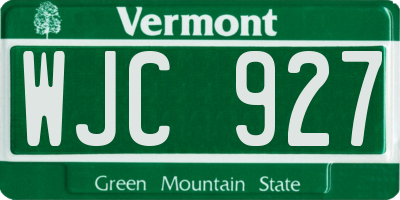 VT license plate WJC927