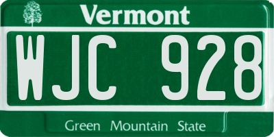 VT license plate WJC928