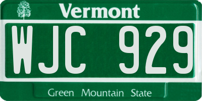 VT license plate WJC929