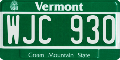 VT license plate WJC930