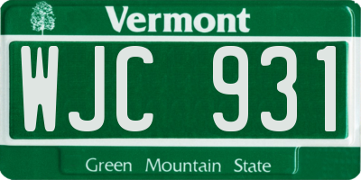 VT license plate WJC931