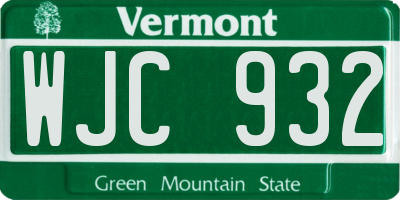 VT license plate WJC932
