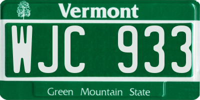 VT license plate WJC933
