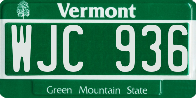 VT license plate WJC936