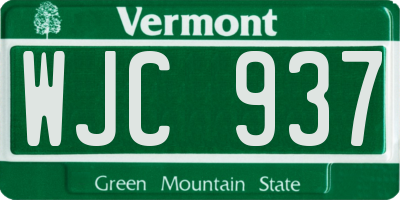 VT license plate WJC937