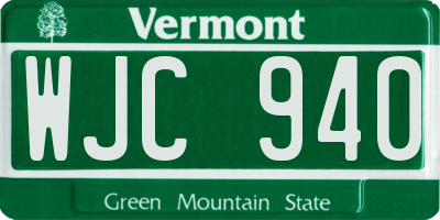 VT license plate WJC940