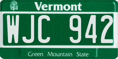 VT license plate WJC942