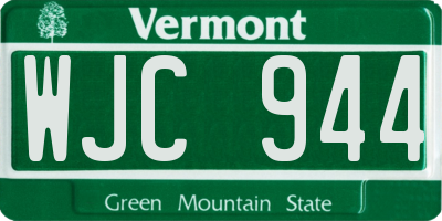 VT license plate WJC944