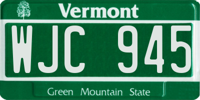 VT license plate WJC945