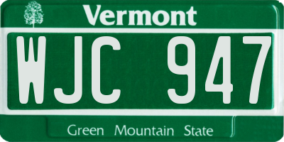 VT license plate WJC947