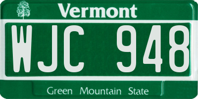 VT license plate WJC948