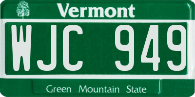VT license plate WJC949