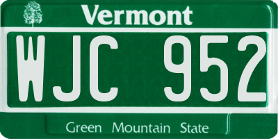VT license plate WJC952