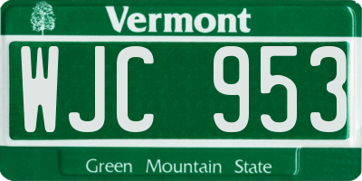 VT license plate WJC953